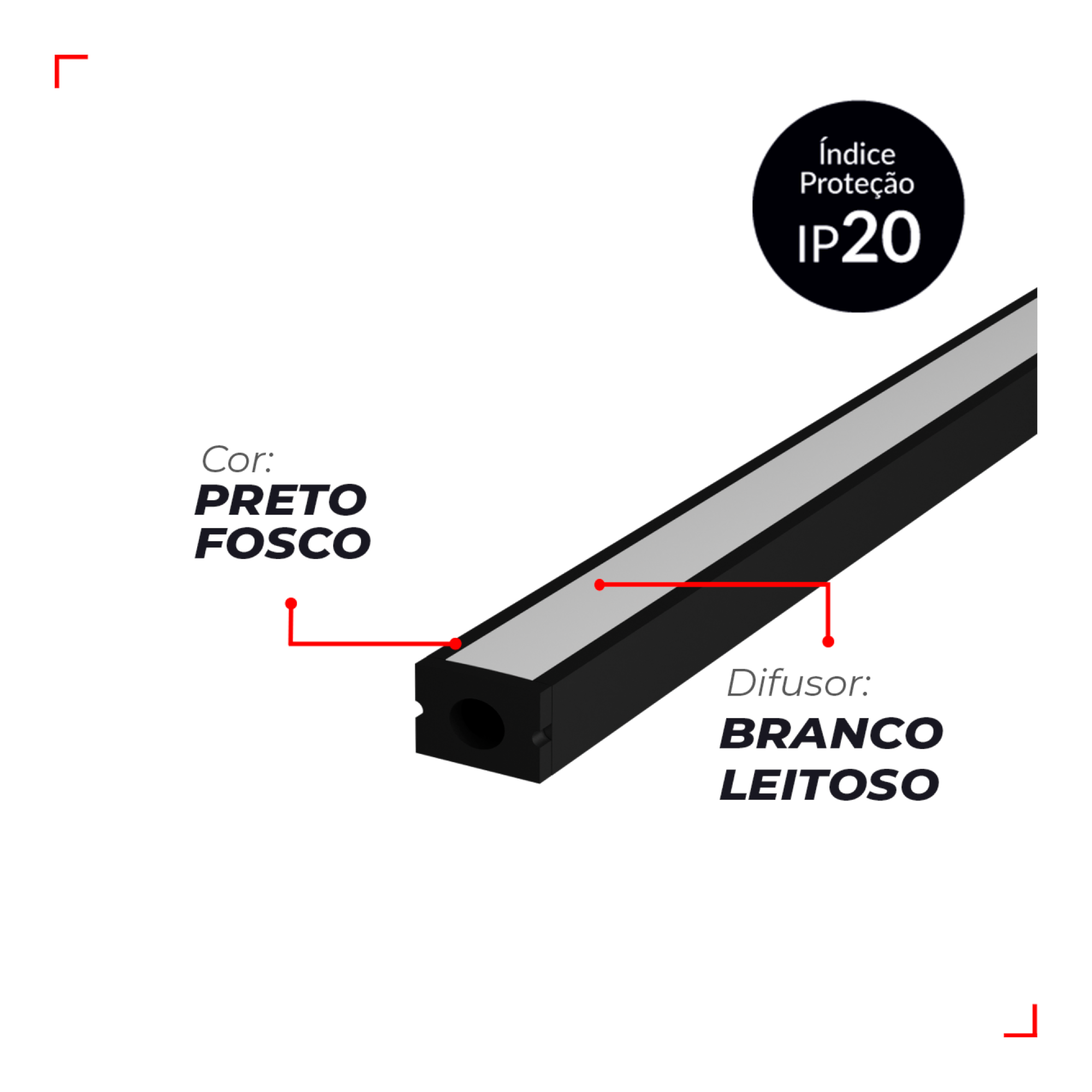 Perfil para Fita LED Risque Sobrepor Slat 2 Metros 1715 Preto Avant ...