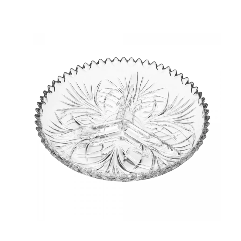 Petisqueira de Cristal com 3 Divisórias Alberta 22cm x 3,5cm Lyor