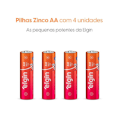 Pilha Zinco Carvão AA 4 Unidades Elgin