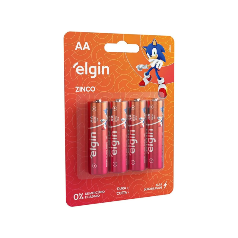 Pilha Zinco Carvão AA 4 Unidades Elgin