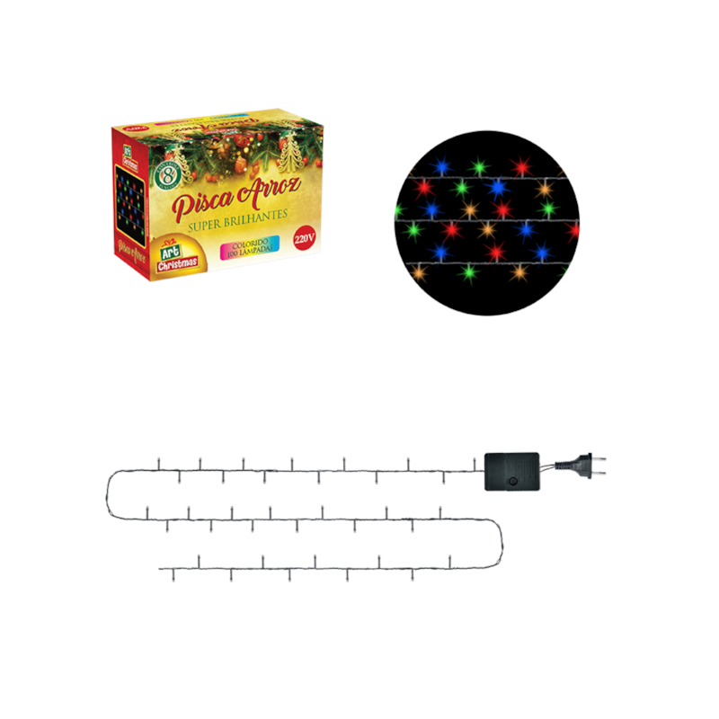 Pisca Arroz Colorido 100 Lâmpadas 4,2m 220V Zein 