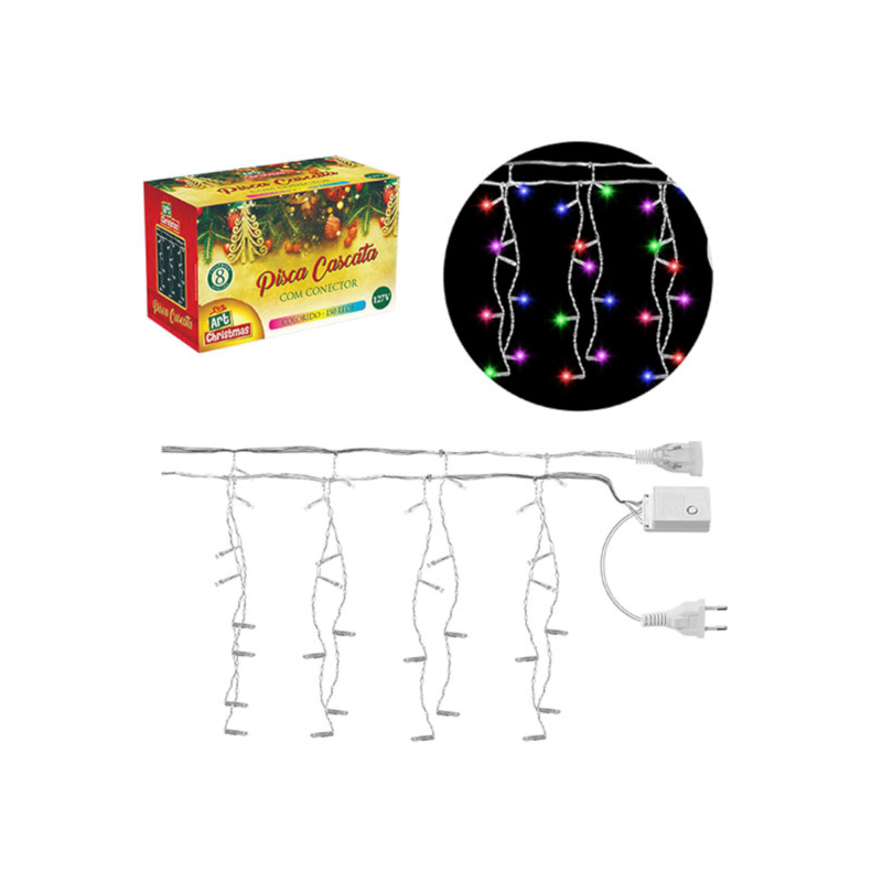 Pisca Cascata 150 LEDs 4m Colorido 220V Zein