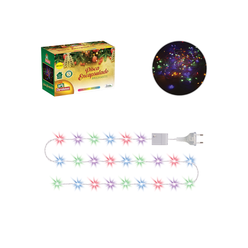 Pisca Encapsulado Colorido 100 Leds 10 Metros Zein