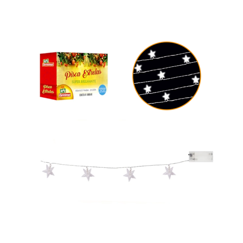 Pisca Estrelas Branco 20 LEDs 2m Zein