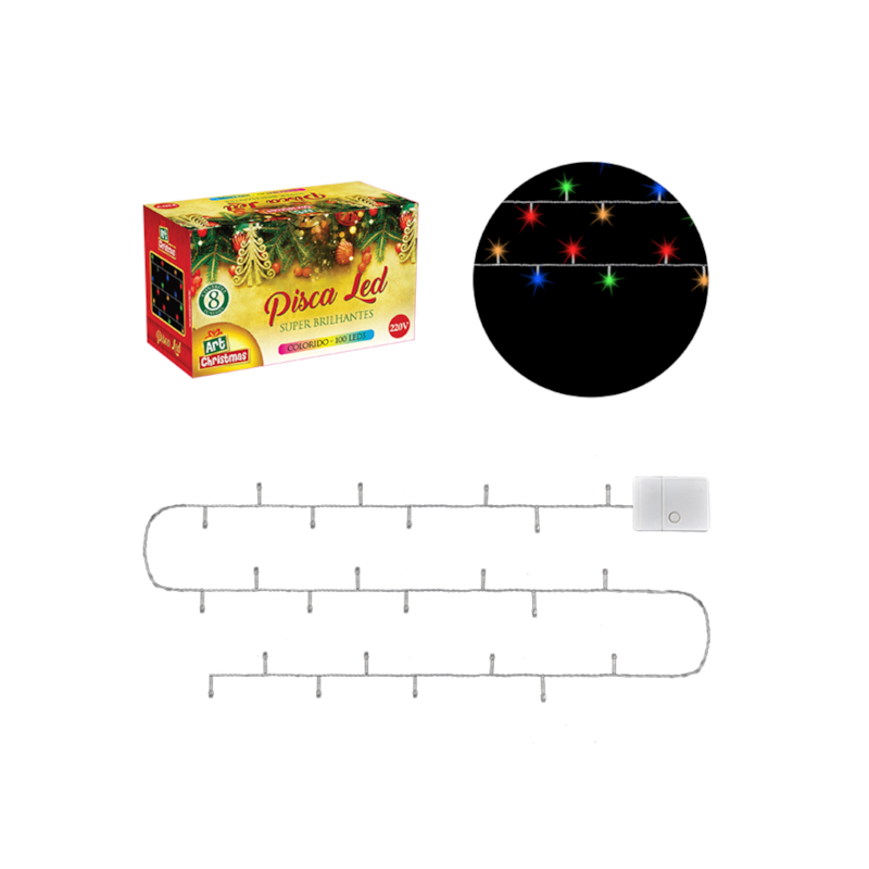 Pisca LED Colorido 100 Lâmpadas 8m 220V Zein 