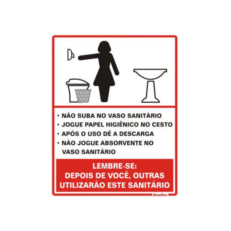 Placa 15x20 Procedimento Sanitário Femenino Sinalize 