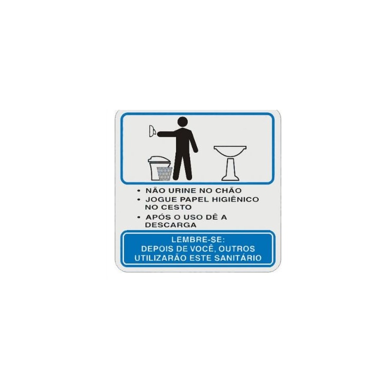 Placa Alumínio 15x15cm Procedimento Sanitário Masculino Sinalize  