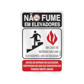 Placa Alumínio 16x23cm Não Fume em Elevador Sinalize