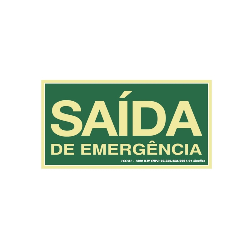 Placa Fotoluminescente 15x30cm Saída de Emergência Sinalize 