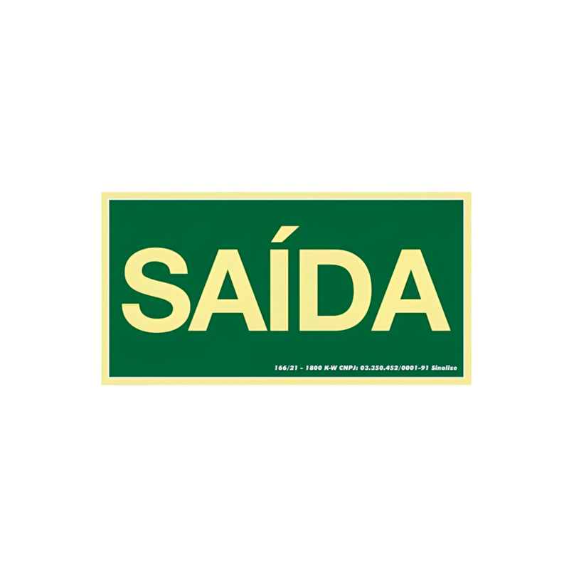 Placa Fotoluminescente 15x30cm Saída Sinalize