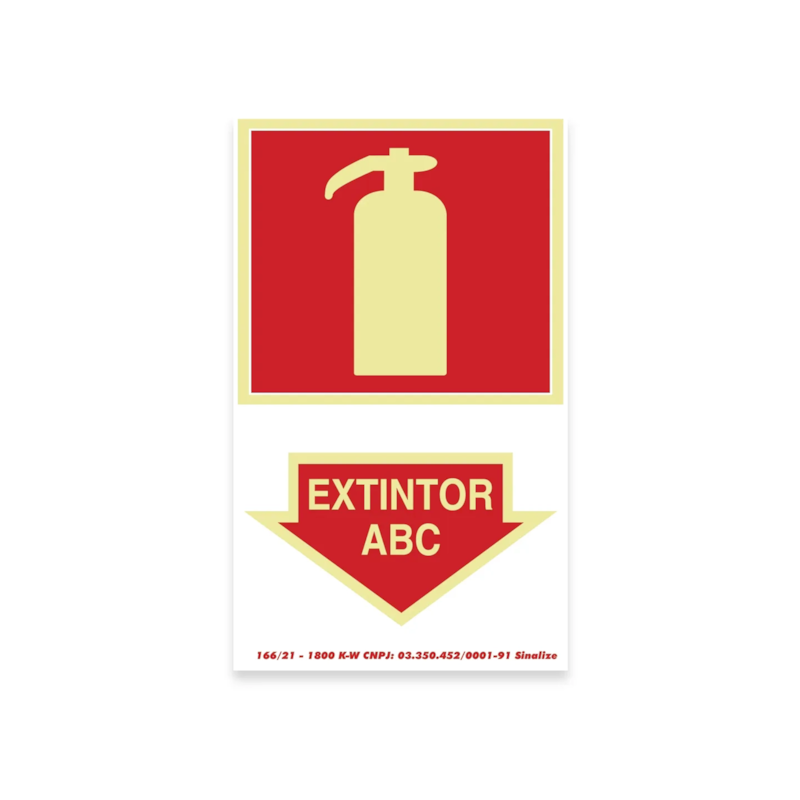 Placa Fotoluminescente 20x30cm Extintor ABC Sinalize 