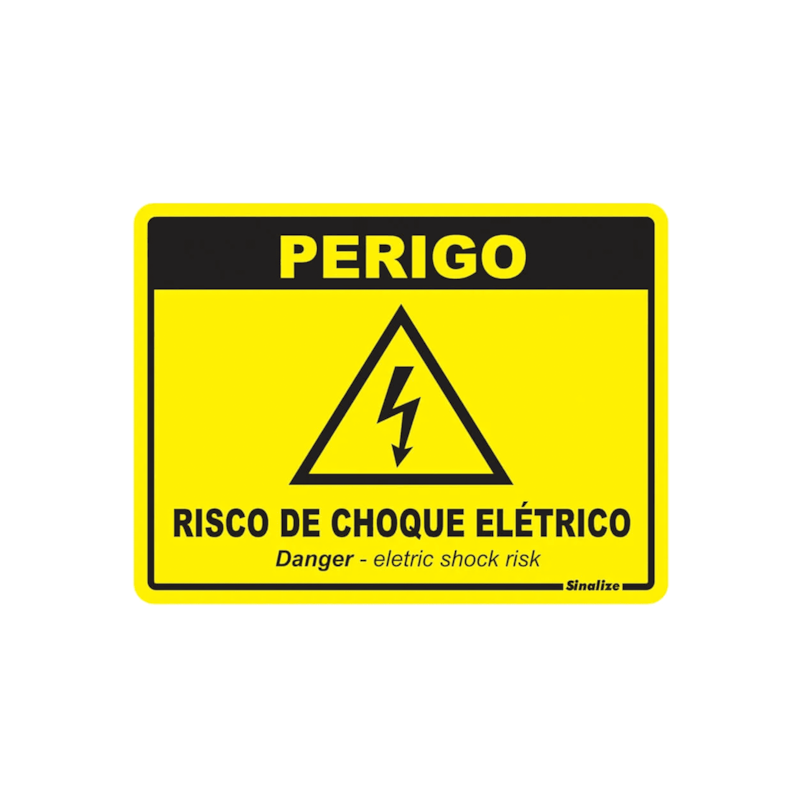 Placa Perigo Risco Choque 15x20cm Sinalize 
