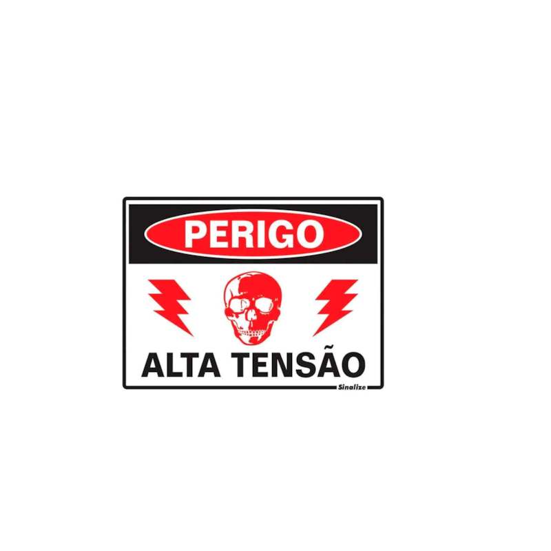 Placa Poliestireno 15x20cm Perigo Alta Tensão Sinalize