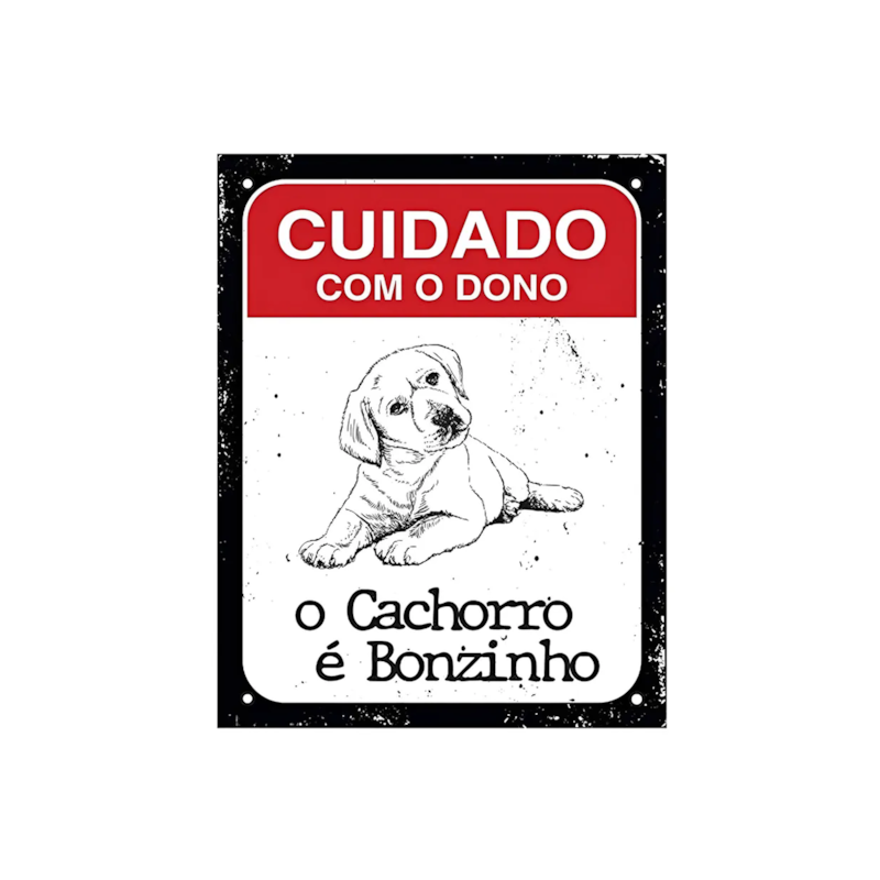 Placa Poliestireno 18x23cm Cuidado com o Dono Sinalize