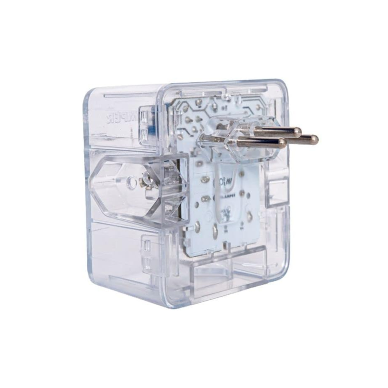 Plug Protetor de Surto 3 Tomadas 2P+T Transparente Clamper