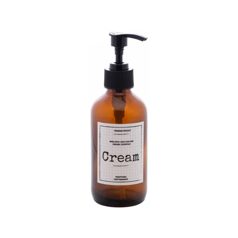 Porta Creme de Vidro Âmbar Pump 250ml Lyor