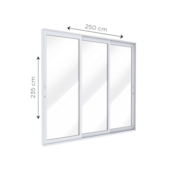 Porta de Correr 235x250cm Lateral 3 Folhas com Vidro Temperado Lucasa 