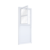 Porta de Giro Mista com Postigo Grade Alumínio 215x85cm Direita Riobras Porta de Giro Mista com Postigo Grade Alumínio 215x85cm Direita Riobras