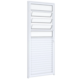 Porta de Giro Mista Natural com Basculante Alumínio 215x85cm Branco Riobras Porta de Giro Mista Natural com Basculante Alumínio 215x85cm Branco Riobras