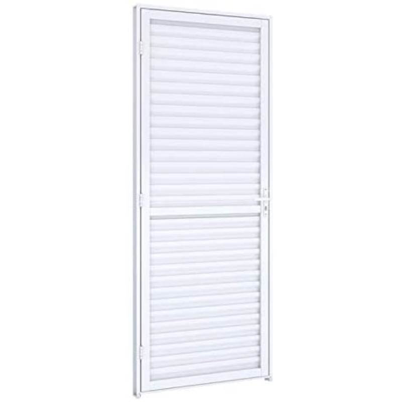 Porta de Giro Natural de Alumínio Laminada Alumínio 215x85cm Branco Riobras