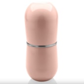 Porta Escova Cromo Belly com Tampa Rosa Ou  Porta Escova Cromo Belly com Tampa Rosa Ou