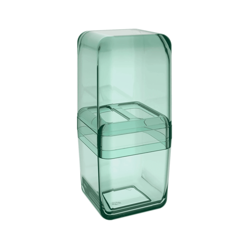 Porta Escova Cube com Tampa Verde Soft Coza