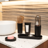 Porta Escova Serene Com Tampa Preto Coza