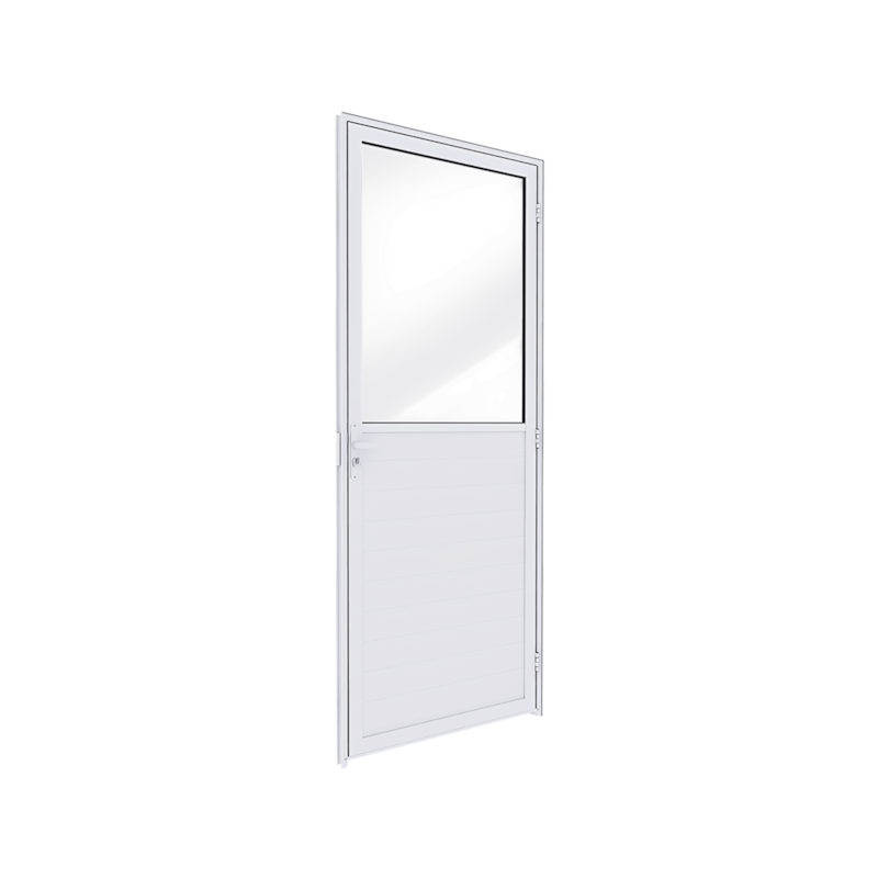 Porta Giro 85x215cm Lambri com Vidro Direita Lucasa