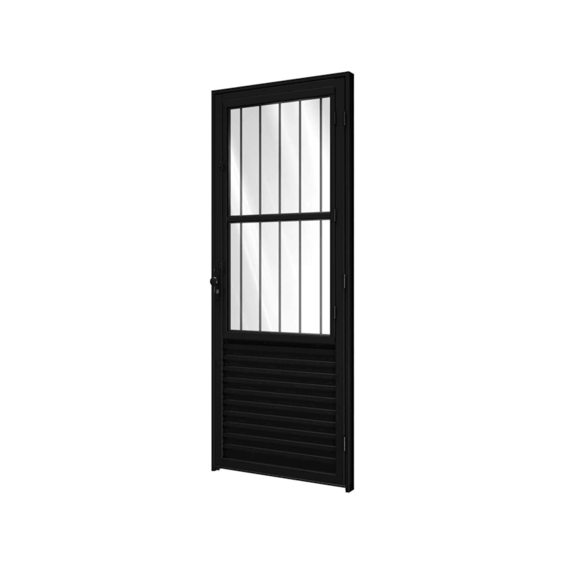 Porta Postigo com com Grade Preto 215x85cm PA135.2 Riobras