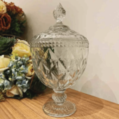 Potiche Cristal com Pé Diamond 15cmx28cm Lyor