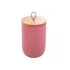 Potiche de Cerâmica com Tampa de Bambu e com Pegador Lines Rosa 10x15cm Lyor
