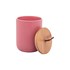 Potiche de Cerâmica com Tampa de Bambu e Pegador de Corda Lines Rosa 10x12,5cm Lyor