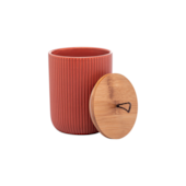 Potiche de Cerâmica com Tampa de Bambu Lines Terracota 10x12,5cm Lyor
