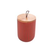 Potiche de Cerâmica com Tampa de Bambu Lines Terracota 10x12,5cm Lyor