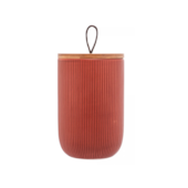 Potiche de Cerâmica com Tampa de Bambu Lines Terracota 10x15cm Lyor