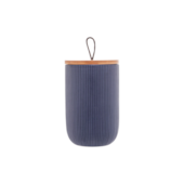 Potiche de Cerâmica com Tampa e Pegador Lines Azul Marinho 10X15cm Lyor