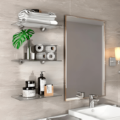 Prateleira de Vidro Reta 20x60cm Vetro com Suporte Cromado Prat-K