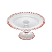 Prato de Cristal com Pé Rosa Borda de Corção Lyor