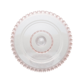 Prato de Cristal com Pé Rosa Borda de Corção Lyor