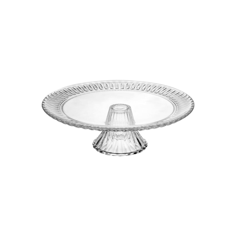Prato para Bolo de Cristal com Pé Radial 31,5x31,5x10cm Lyor 