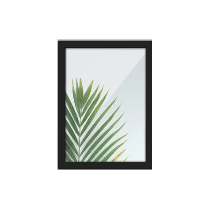 Quadro Decorativo Folha Verde 5 33x24cm Moldura Preta Los Quadro