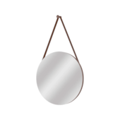 Quadro Espelhado Redondo com Alça em Couro 60cm Caramelo BW Quadros