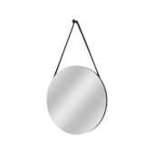 Quadro Espelhado Redondo com Alça em Couro 60cm Preto BW Quadros