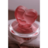Quejeira de Cristal com Tampa e com Borda de Coração Rosa 19,5x13cm Lyor