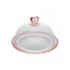Quejeira de Cristal com Tampa e com Borda de Coração Rosa 19,5x13cm Lyor