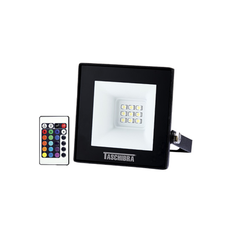 Refletor TR LED Slim 10W RGB Preto Taschibra