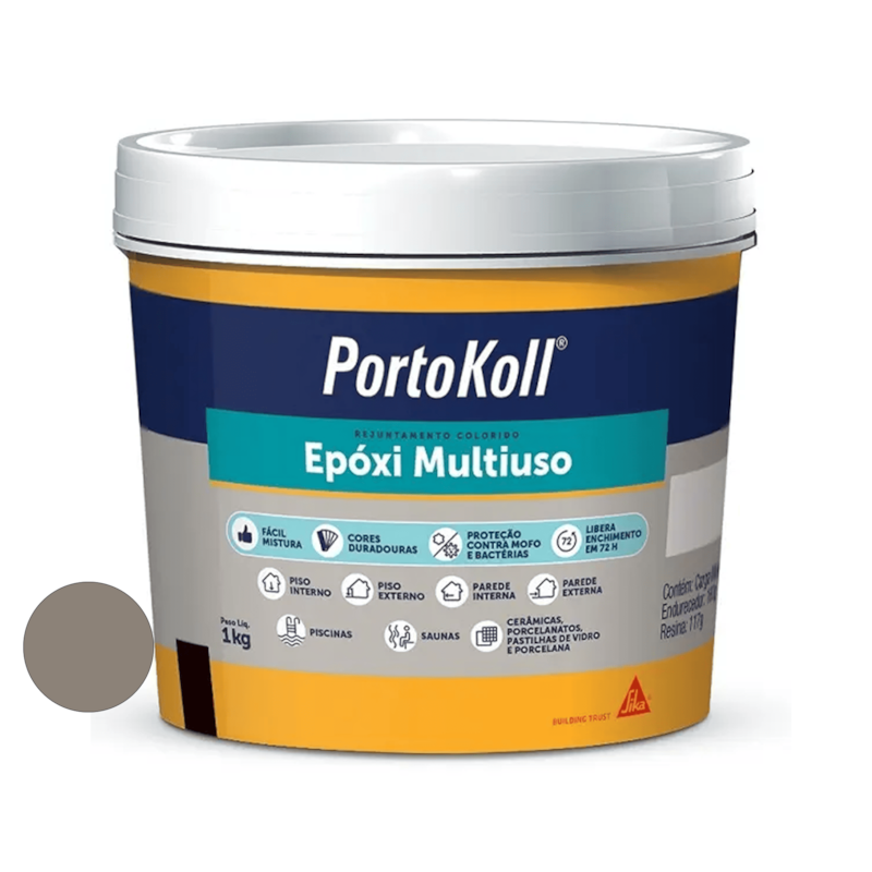 Rejunte Epoxi Cinza Platina Balde 1Kg Portokoll