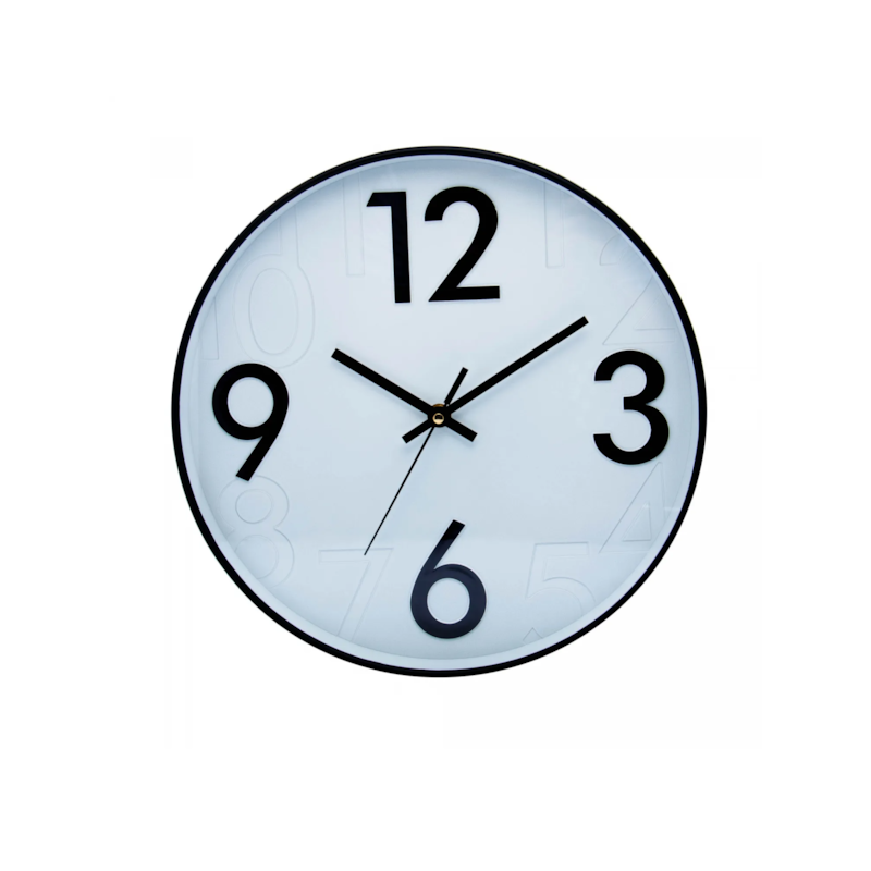 Relógio de Parede de Plástico Donum Branco com Preto 30,5cm x 4,3cm Lyor