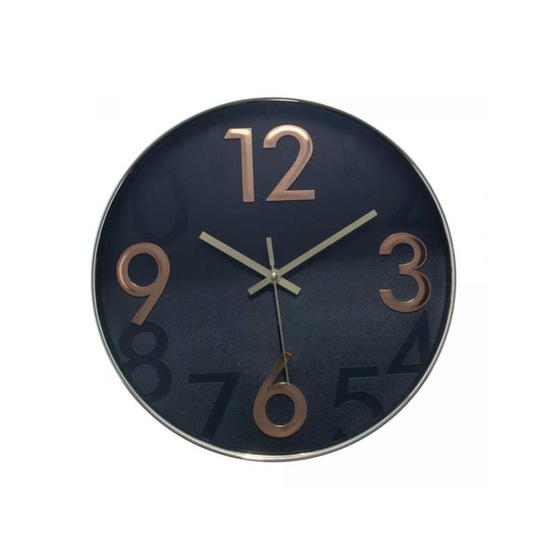Relógio de Parede de Plástico Donum Preto com Dourado 30,5cm x 4,3cm Lyor