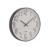 Relógio de Parede em Plástico Quartz Branco com Preto 30,5x4,3cm Lyor